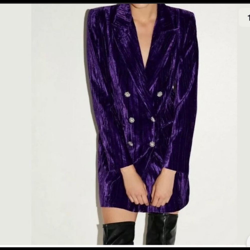 Zara Velvet Blazer Purple NWT